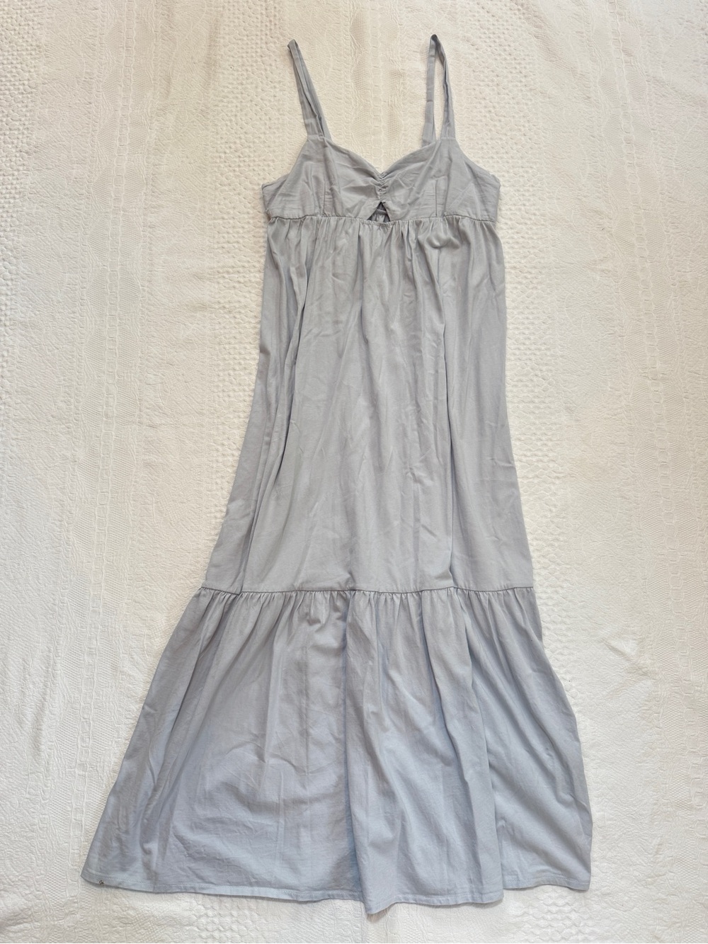 Zara Maxi Dress Light Blue Front Cutout Women’s Large L 100% Cotton